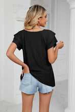 Load image into Gallery viewer, Eyelet Layered Flutter Sleeve V-Neck Knit Top