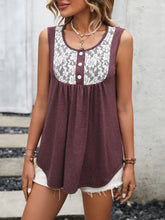 Load image into Gallery viewer, Lace Contrast Scoop Neck Tank