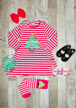 Load image into Gallery viewer, Pink Stripe Long Sleeve Tree Dress With Accessories