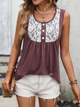 Load image into Gallery viewer, Lace Contrast Scoop Neck Tank