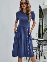 Load image into Gallery viewer, Button Detail Tee Dress with Pockets