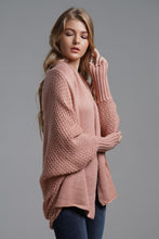 Load image into Gallery viewer, Dolman Sleeve Open Front Ribbed Trim Longline Cardigan