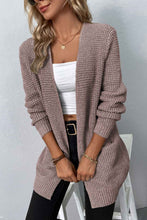 Load image into Gallery viewer, Rib-Knit Open Front Pocketed Cardigan