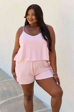 Load image into Gallery viewer, Culture Code Let It Happen Full Size Double Flare Striped Romper in Pink