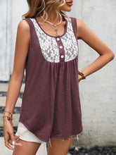 Load image into Gallery viewer, Lace Contrast Scoop Neck Tank