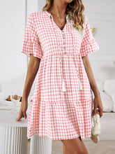 Load image into Gallery viewer, Plaid Flounce Sleeve Buttoned Mini Dress
