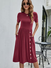 Load image into Gallery viewer, Button Detail Tee Dress with Pockets