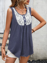 Load image into Gallery viewer, Lace Contrast Scoop Neck Tank