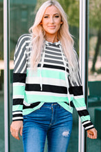 Load image into Gallery viewer, Striped Drawstring Detail Long Sleeve Hoodie