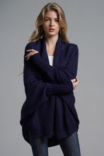 Load image into Gallery viewer, Dolman Sleeve Open Front Ribbed Trim Longline Cardigan