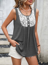 Load image into Gallery viewer, Lace Contrast Scoop Neck Tank