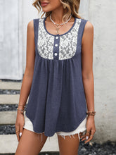 Load image into Gallery viewer, Lace Contrast Scoop Neck Tank