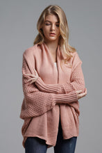 Load image into Gallery viewer, Dolman Sleeve Open Front Ribbed Trim Longline Cardigan