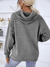 Load image into Gallery viewer, Texture Drawstring Long Sleeve Hooded Sweater
