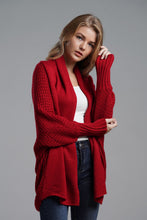 Load image into Gallery viewer, Dolman Sleeve Open Front Ribbed Trim Longline Cardigan