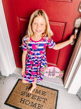 Load image into Gallery viewer, Navy Striped Floral High Low Dress