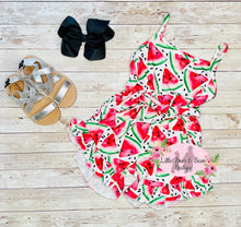 Load image into Gallery viewer, Watermelon Tie Waist Romper fruit