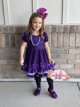 Load image into Gallery viewer, Purple Heart Triple Ruffle Twirl Dress