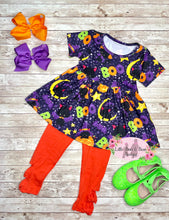 Load image into Gallery viewer, Little Halloween Boo Cat Peplum Set