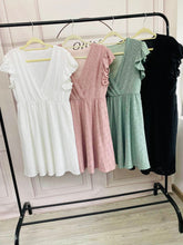 Load image into Gallery viewer, Ladies Ruffle Sleeve Eyelet Dress with Pockets- 3 Colors