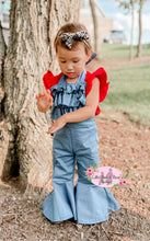 Load image into Gallery viewer, Ruffle Halter Overalls and Red Top