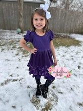 Load image into Gallery viewer, Purple Heart Triple Ruffle Twirl Dress