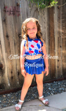Load image into Gallery viewer, Red, White, and Blue Popsicles Skirted Ruffle 2 Piece Swim Suit
