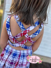 Load image into Gallery viewer, Patriotic Plaid Cross Back Dress