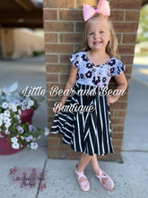 Load image into Gallery viewer, White Floral Striped Twirl Dress