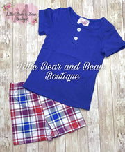 Load image into Gallery viewer, Patriotic Plaid Short Set