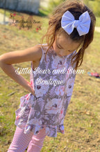 Load image into Gallery viewer, Gray and Mauve Floral Swing Top Ruffle Set