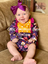 Load image into Gallery viewer, Plum Floral Ruffle Bum Romper