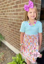 Load image into Gallery viewer, Blue Striped School Supply Dress