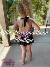 Load image into Gallery viewer, Pink Cheetah Skirted Ruffle 2 Piece Swim Suit