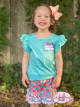 Load image into Gallery viewer, “Hello I’m A Mermaid” Ruffle Shorts Set