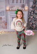 Load image into Gallery viewer, Christmas Animal Rainbow Belle Sleeve Distressed Cheetah Pant Set