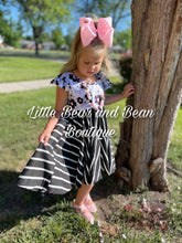 Load image into Gallery viewer, White Floral Striped Twirl Dress