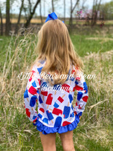 Load image into Gallery viewer, Red, White and Blue Popcicles Rash Guard Swimsuit