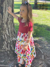 Load image into Gallery viewer, Mommy and Me Colorful Leaves Handkerchief Maxi Girls Dress