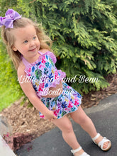 Load image into Gallery viewer, Lavender Floral Skirted Ruffle 2 Piece Swim Suit