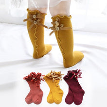 Load image into Gallery viewer, Knee High Ruffle Button Accent Socks
