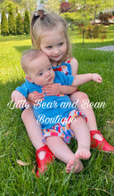 Load image into Gallery viewer, Red, White and Blue Ice Cream Ruffle Butt Romper
