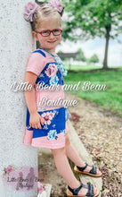 Load image into Gallery viewer, Mommy and Me Navy and Pink Striped Floral Dress Child