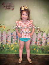 Load image into Gallery viewer, Blush and Aqua Rose Floral Bummie Set