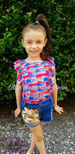 Load image into Gallery viewer, Stars Paint Stroke Leo and Distressed Denim Sequin Shorts Set