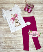 Load image into Gallery viewer, Magenta Floral Bunny Set (w/ removable tail)