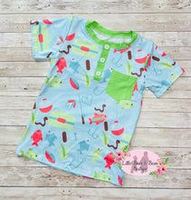 Load image into Gallery viewer, Size 7/8- 1st Fishing Trip Button Shirt