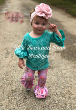 Load image into Gallery viewer, Lace Top with Pink Pumpkin Leggings