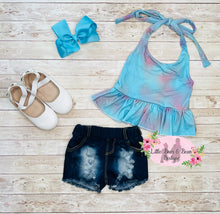 Load image into Gallery viewer, Sherbet Halter Denim Shorts Set
