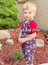 Load image into Gallery viewer, Red, White and Blue Boom Town Romper
